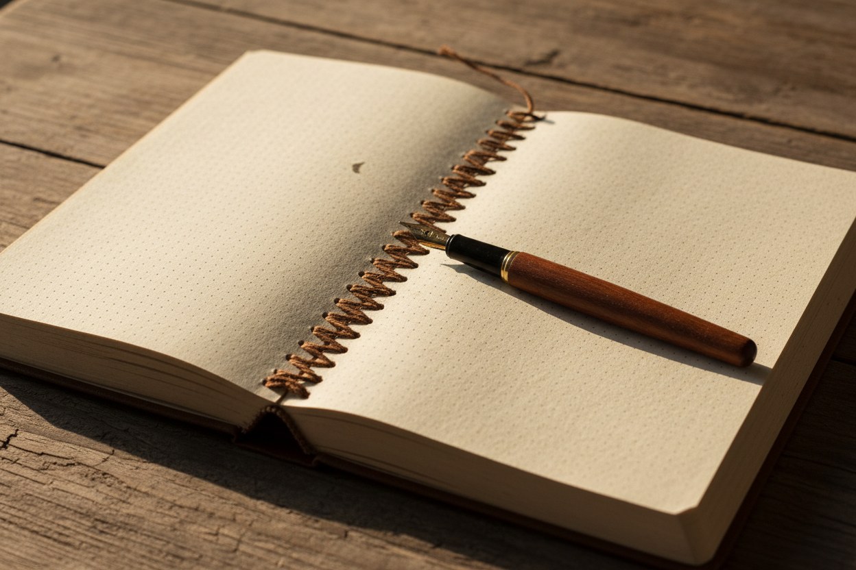 El yapımı defter açık sayfa detayı